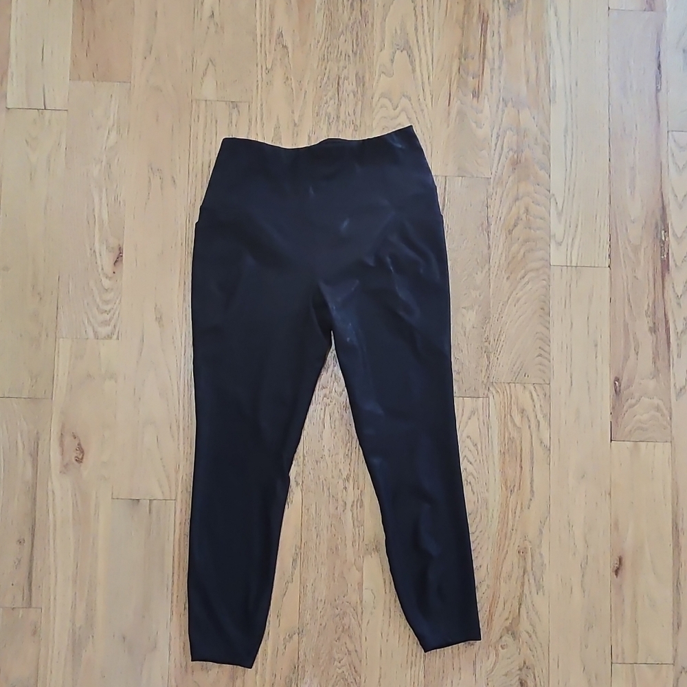 RDX Women's Black Solid Ankle Leggings 27" Polyester Spandex Blend L Regular